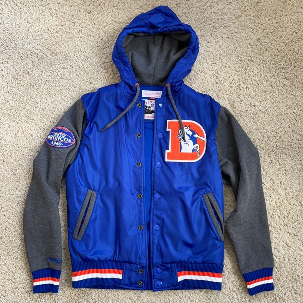 Mitchell & Ness throwback Denver Broncos varsity jacket, Adult Small.